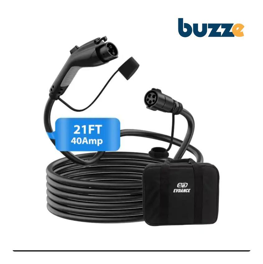 Buzze Non-Tesla Extension Cable (Plug = J1772, 40amps, 21 feet long)